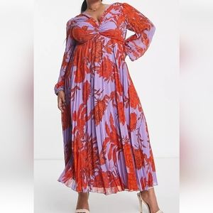 ASOS Curve Purple and Red Floral Dress
